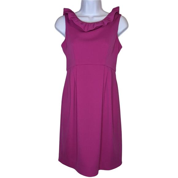 Camilyn Beth Fuchsia Ruffle Neckline Scoop Back Empire Waist The Go Go Dress 2 - Picture 5 of 14